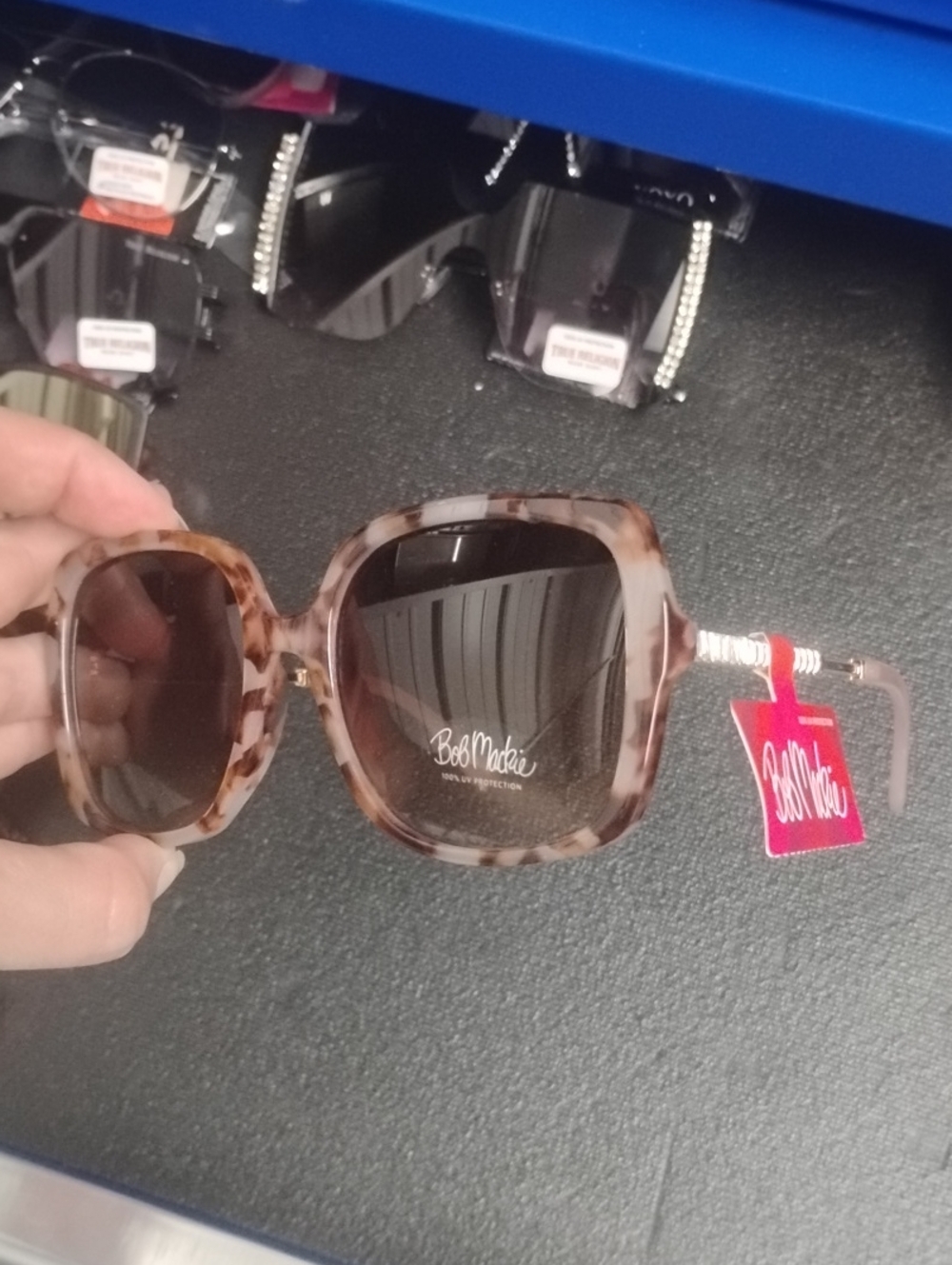 Bob Mackie Tortoiseshell Square Sunglasses with Brown Lenses
